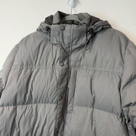 L.L. Bean Mens Mountain Parka Coat Down Fill Puffer Hooded Cargo Large Gray - Picture 4 of 9